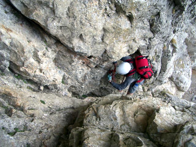 Haidsteig: Christoph in der Schl&uuml;sselstelle