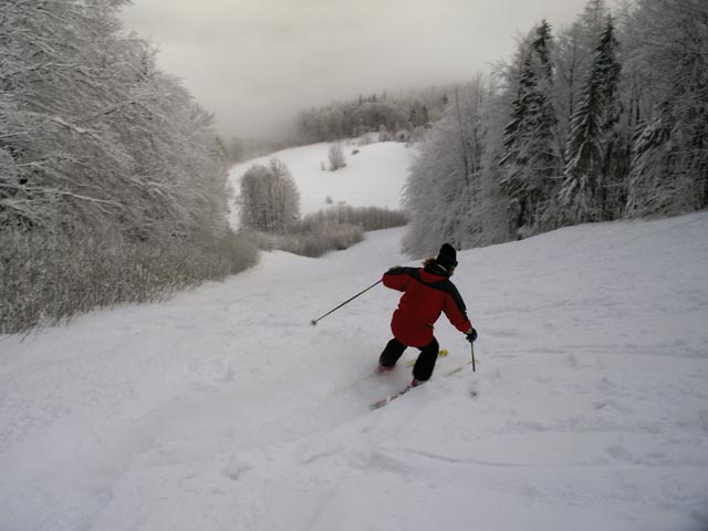 Sonja auf der Skiroute Schneissl
