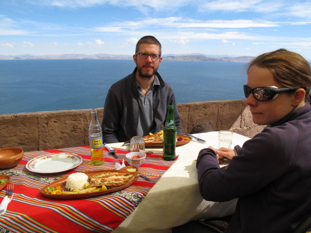 Norbert und Daniela auf der Isla Taquile im Lago Titicaca (3. Aug.)