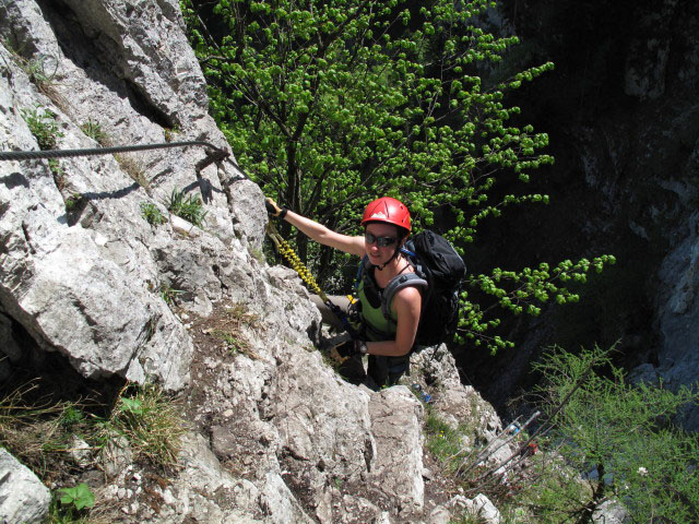Drachenwand-Klettersteig: Carmen am 'steilen Zahn'