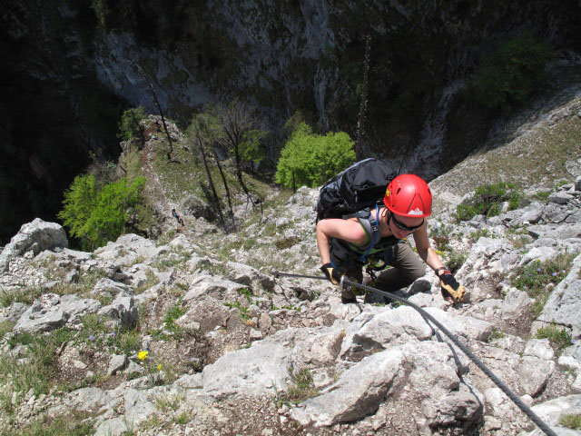 Drachenwand-Klettersteig: Carmen am 'S' Nu&szlig;kipferl'