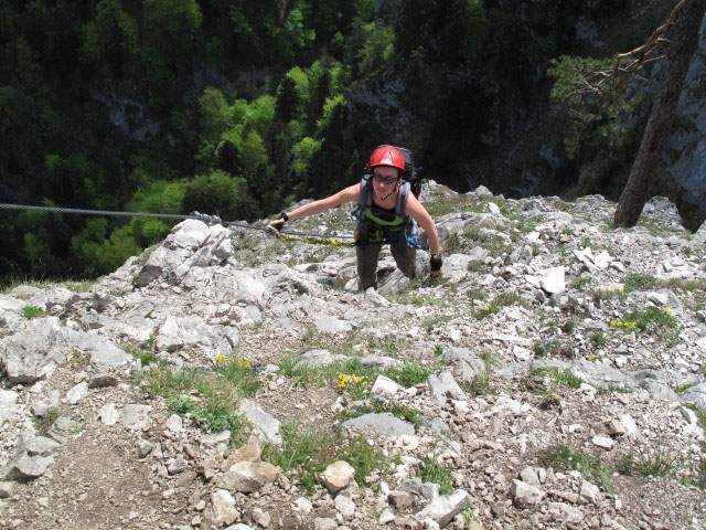 Drachenwand-Klettersteig: Carmen am 'S' Nu&szlig;kipferl'