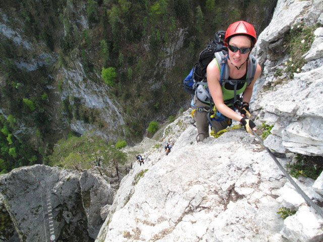 Drachenwand-Klettersteig: Carmen im Pfeilerquergang