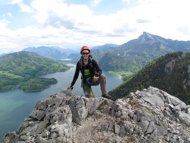 Drachenwand-Klettersteig: Carmen im Ausstieg
