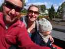 Ich, Sabine und Nils in Minib&aring;de im Legoland Billund Resort (26. Mai)