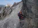 Arlberger Klettersteig: Angela zwischen Osteinstieg und Wei&szlig;schrofenspitze (19. Juli)