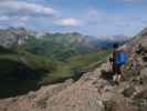 Angela am Boschweg zwischen Mittelstation der Vallugabahn und Stuttgarter H&uuml;tte (20. Juli)