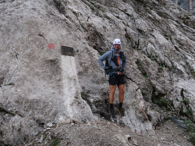 Kaisersch&uuml;tzen-Klettersteig: Christoph im Einstieg (24. Aug.)