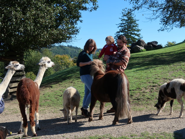 Hannelore, Ella und Manuel im Tierpark Buchenberg