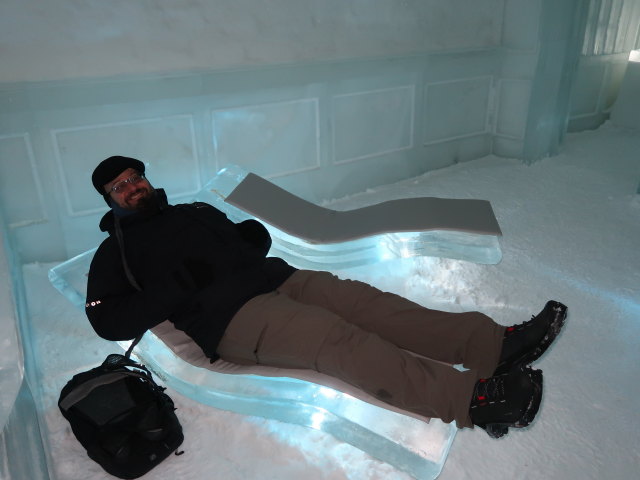 Markus in der Art Suite 'Sauna' im Icehotel 365 in Jukkasj&auml;rvi (23. Feb.)