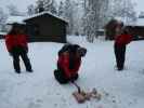 Markus im Wildniscamp von Arctic Dogsled Adventure beim V&auml;kk&auml;r&auml;j&auml;rvi (20. Feb.)