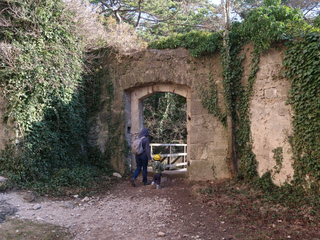 Sabine und Nils in der Ruine Rauheneck, 363 m