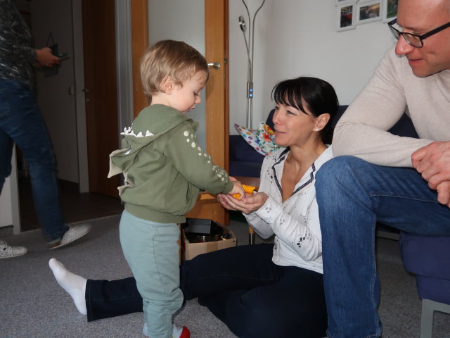 Sabine, Nils, Birgit und Mario in unserer Wohnung