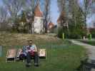 Nils und ich auf der Schlossinsel im Nationalparkzentrum Schloss Orth, 150 m
