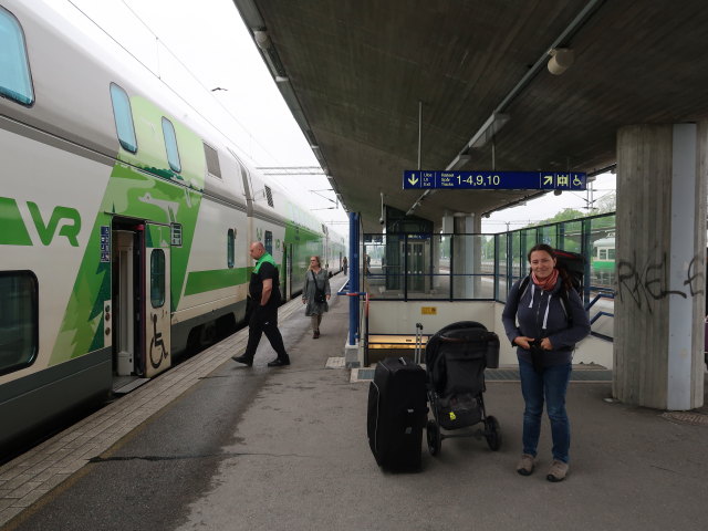 Sabine im Kouvolan Rautatieasema (22. Mai)