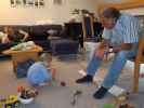 Sabine, Nils und Papa in unserer Wohnung