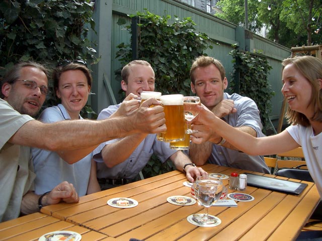 Martin, Michaela, Christoph, Erich und Katrin im Fischerbräu