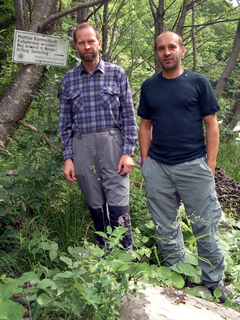 Helmut und Ernst beim Einstieg in die Mauthner Klamm (8. Juli)