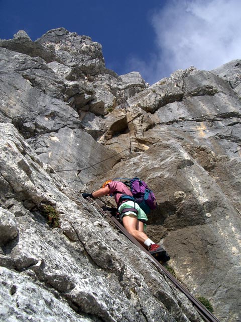 Bert-Rinesch-Steig: Erich im 1. senkrechten Steilaufschwung (23. Aug.)