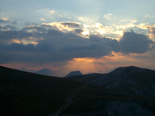 Sonnenuntergang am G'hackt Kogel, 2.214 m (27. Sep.)