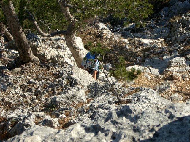 Tirolersteig: Eva in der Variante der 8. Seillänge
