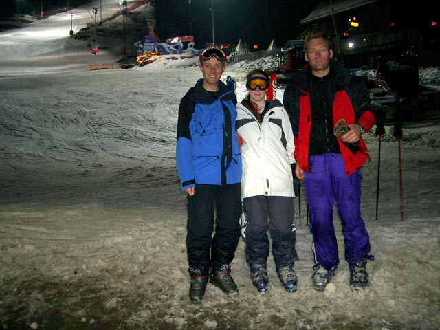 Ich, Daniela und Erich bei der Talstation des Magic-Mountain-Xpress