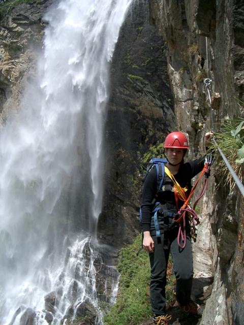 Klettersteig Fallbach: Daniela im unteren Teil (12. Juli)