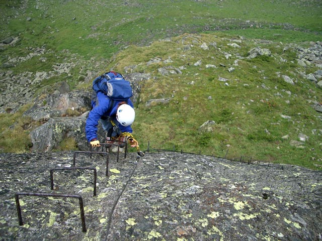 Daniela am Sommerwand-Übungsklettersteig (7. Aug.)