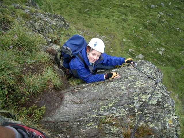 Edelweiß-Klettersteig: Daniela vor dem Ausstieg (7. Aug.)