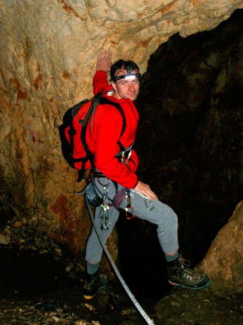 Unterer Turnerbergsteiger-Steig: Andreas in der Tristangrotte