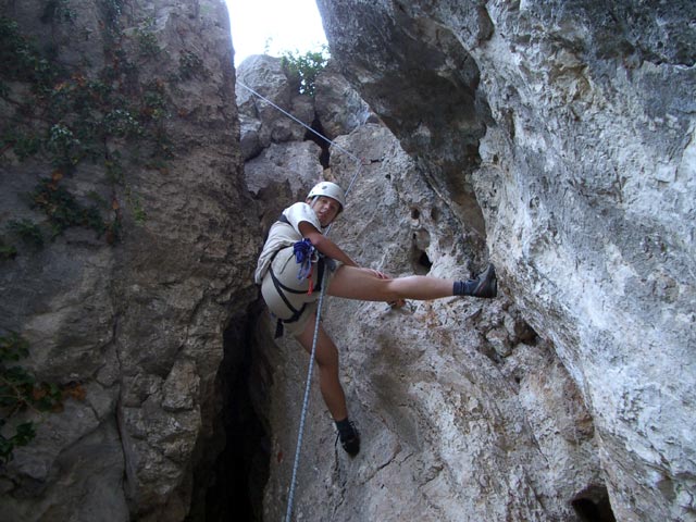 Unterer Turnerbergsteiger-Steig: Ich im Efeukamin (3. Seillänge)