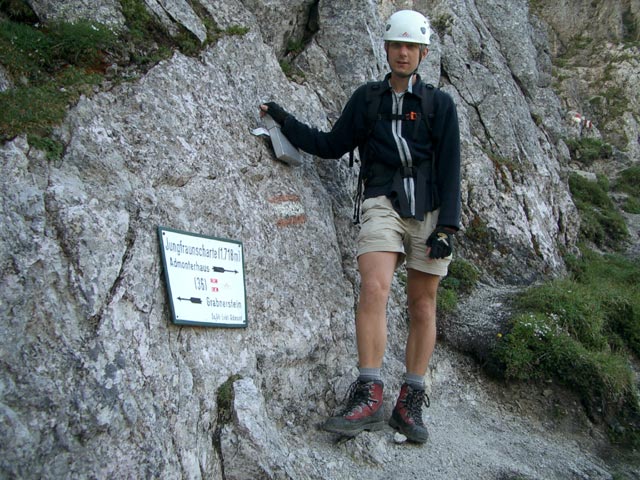 Jungfernsteig: Ich in der Jungfraunscharte, 1.718 m (29. Aug.)