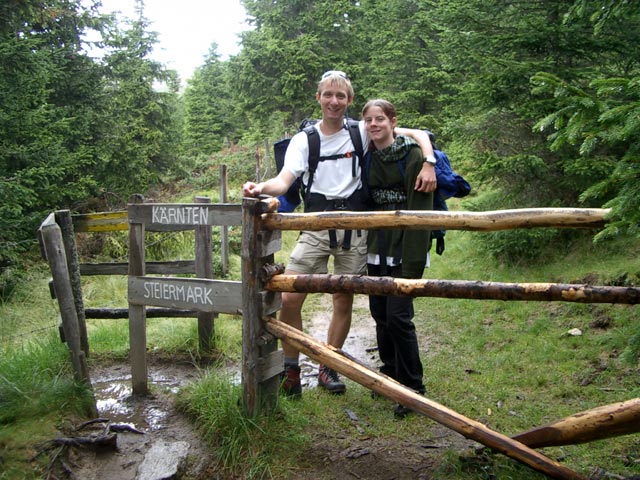 Ich und Daniela auf Weg 308 an der Landesgrenze Kärnten - Steiermark (4. Sep.)