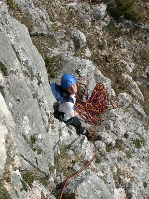 Unterer Postlgrat: Daniela in der 3. Seillänge