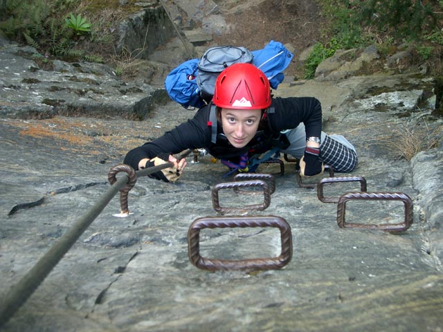 Reinhard-Schiestl Klettersteig: Carmen in der Einstiegswand