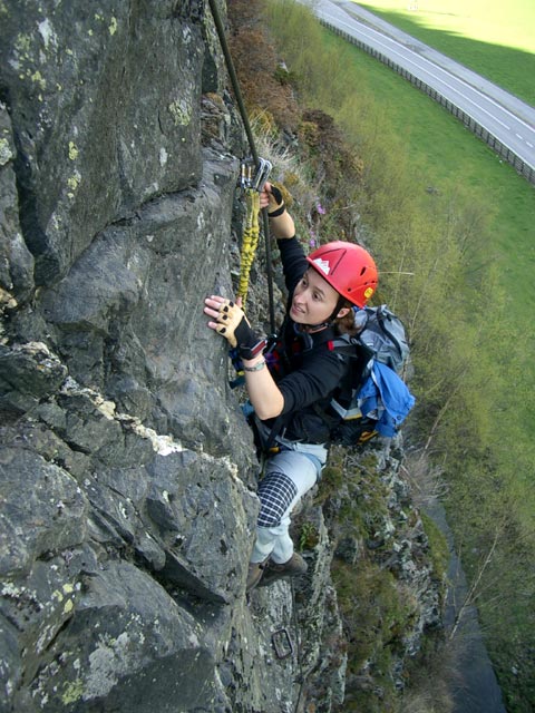 Reinhard-Schiestl Klettersteig: Carmen in der Einstiegswand