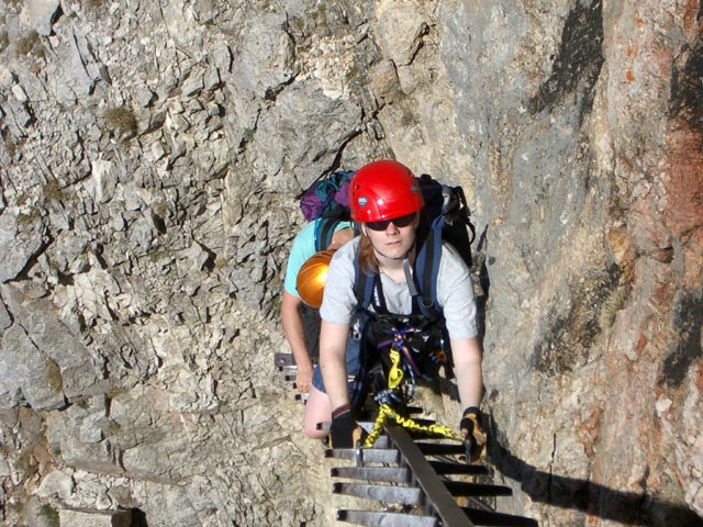 Haidsteig: Daniela am zweiten Steigbaum