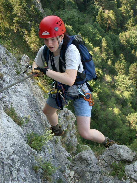 Pittentaler Steig: Daniela in der zweiten Querung