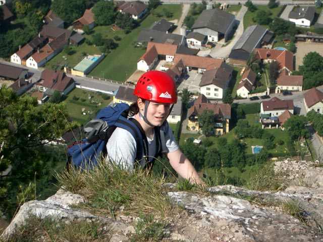 Pittentaler Steig: Daniela im Ausstieg