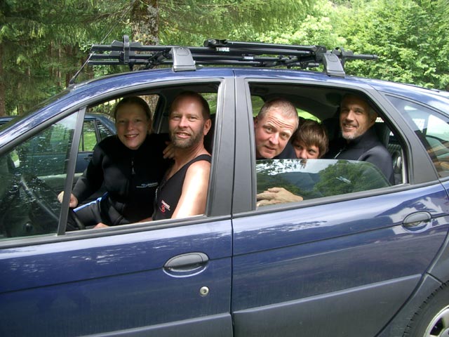 Yasmin, Helmut, Wolfgang, Sebastian und Josef in Oberdrauburg (12. Juli)