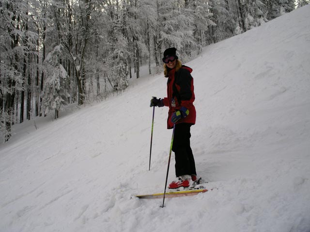Sonja auf der Skiroute Schneissl