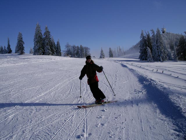 Sonja auf der Almbodenabfahrt