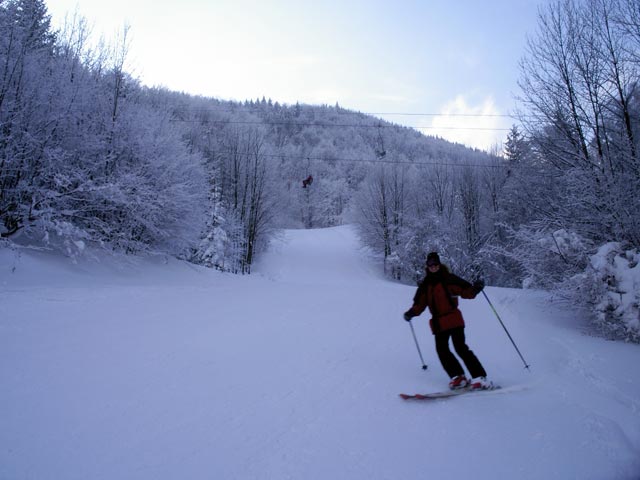Sonja auf der Almbodenabfahrt