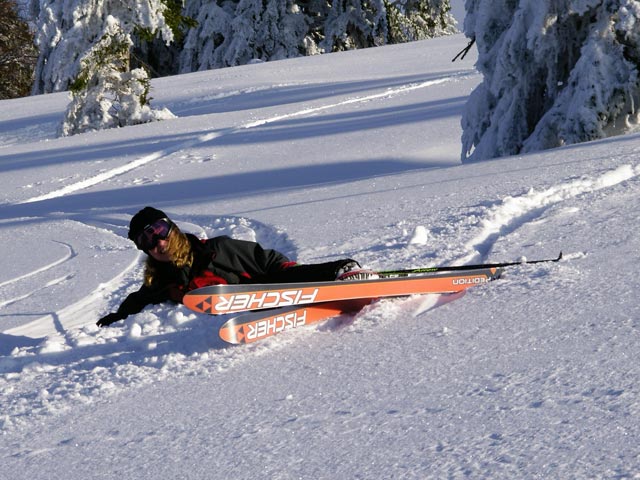 Sonja auf der Skiroute Schneissl