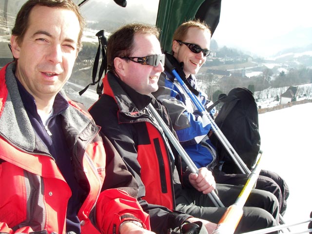 Franz, Harald und Florian auf der Komfort-Vierer-Sesselbahn