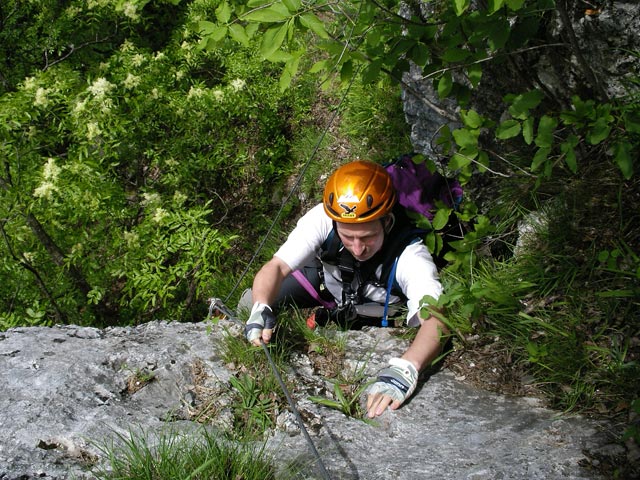Extrem-Klettersteig: Erich im Einstieg