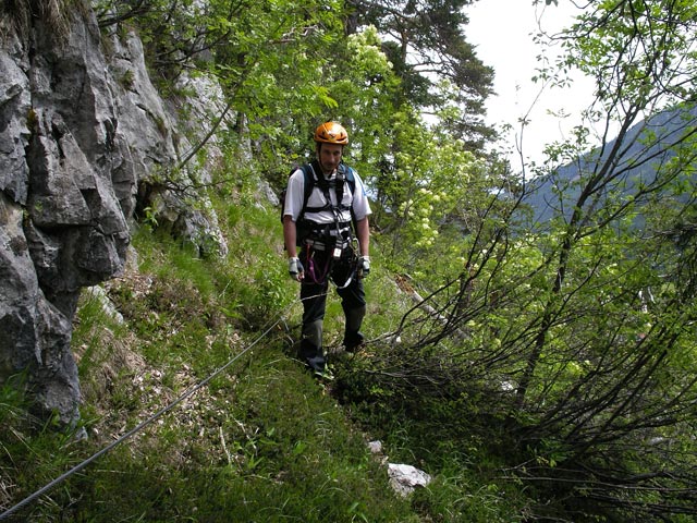 BGV-Klettersteig: Erich in der oberen Querung