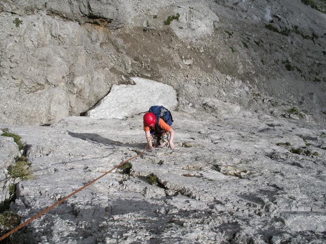Gamsplatte: Daniela in der 1. Seillänge (9. Juli)