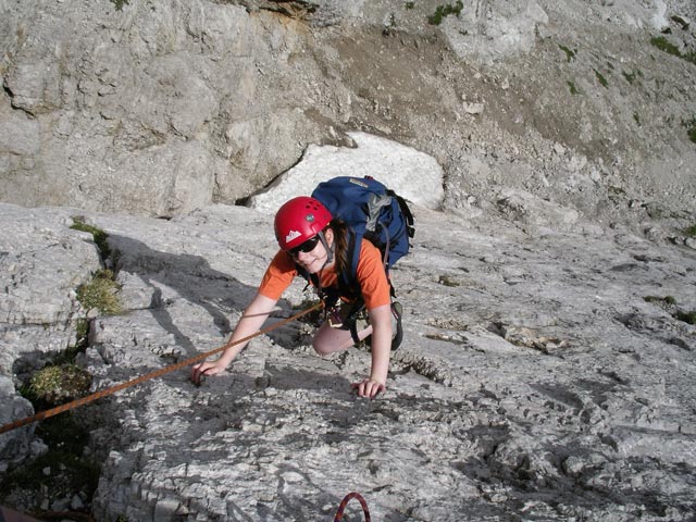 Gamsplatte: Daniela in der 1. Seillänge (9. Juli)