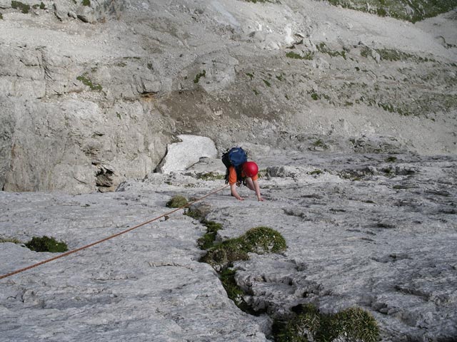 Gamsplatte: Daniela in der 2. Seillänge (9. Juli)